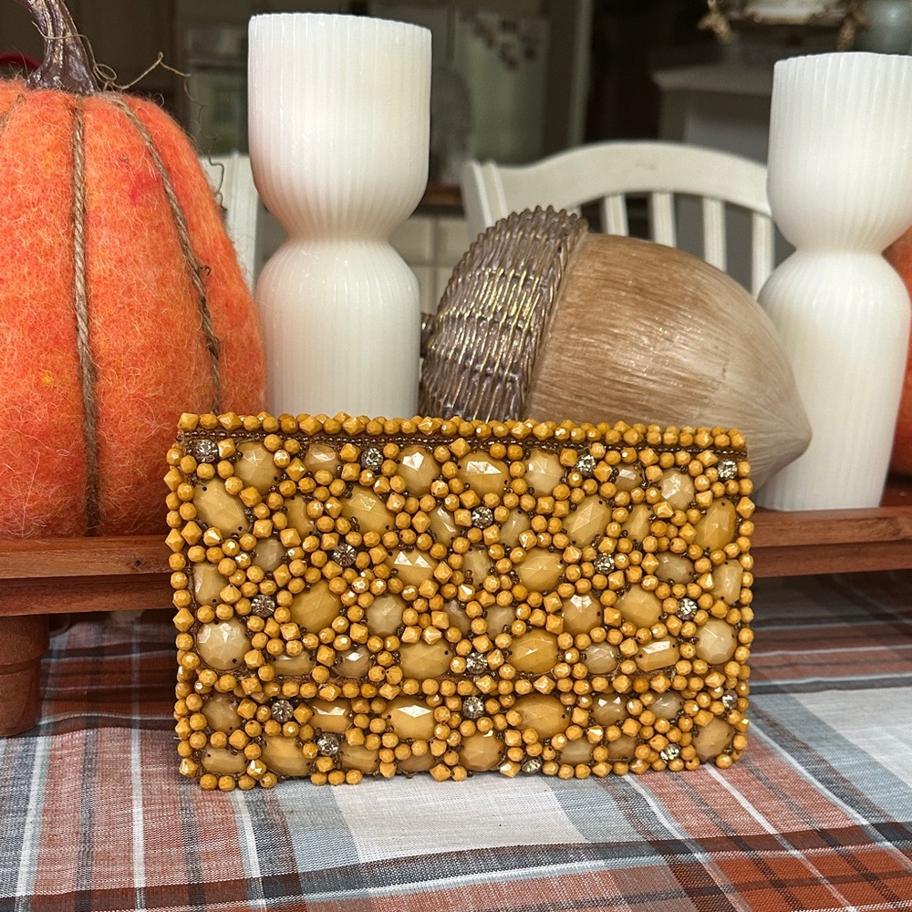Anthropologie Beaded Goldfinch Clutch NWT